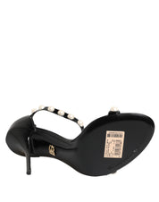 Black KEIRA Pearl Embellished Sandals Shoes
