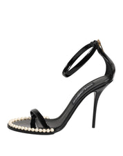 Black KEIRA Pearl Embellished Sandals Shoes