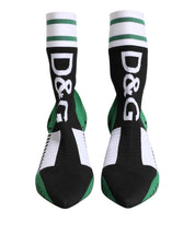 Green Stretch Sock Style Ankle Boots Shoes