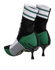 Green Stretch Sock Style Ankle Boots Shoes