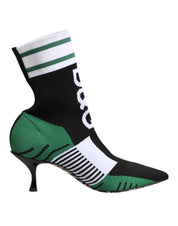 Green Stretch Sock Style Ankle Boots Shoes