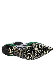 Green Stretch Sock Style Ankle Boots Shoes