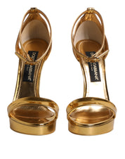 Gold Leather Platform Keira Sandals Shoes