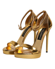 Gold Leather Platform Keira Sandals Shoes