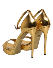 Gold Leather Platform Keira Sandals Shoes