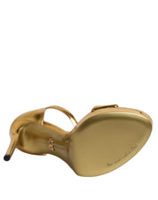 Gold Leather Platform Keira Sandals Shoes