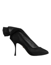 Svarta stövlar i siden med stretchig mesh och logotypdetaljer