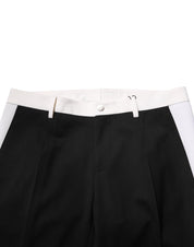 Black White Stripe Wool Men Trouser Pants