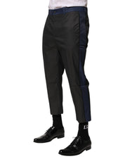 Gray Blue Cotton 3/4 Chinos Crop Trouser Pants