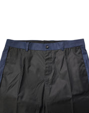 Gray Blue Cotton 3/4 Chinos Crop Trouser Pants