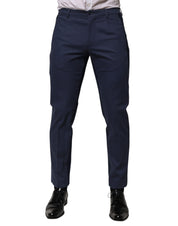 Blue Cotton Tapered Men Formal Trousers Pants