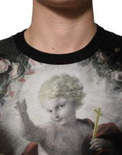 Black Cashmere Cherub Print Baroque Sweater