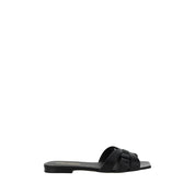 Saint Laurent Black Calf Leather Strap-On Sandals