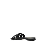 Saint Laurent Black Calf Leather Strap-On Sandals