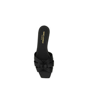 Saint Laurent Black Calf Leather Strap-On Sandals
