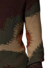 Multicolor Cotton Abstract Men Pullover Sweater