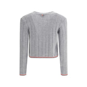 Ladder Full Needle Rib Stitch V Neck Car