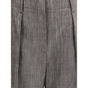 Brown Polyester Casual Pants