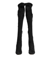 Dolce & Gabbana Black Suede Knee High Boots