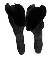 Dolce & Gabbana Black Suede Knee High Boots