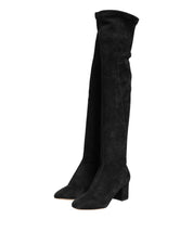 Dolce & Gabbana Black Suede Knee High Boots