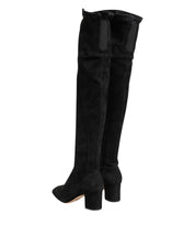 Dolce & Gabbana Black Suede Knee High Boots