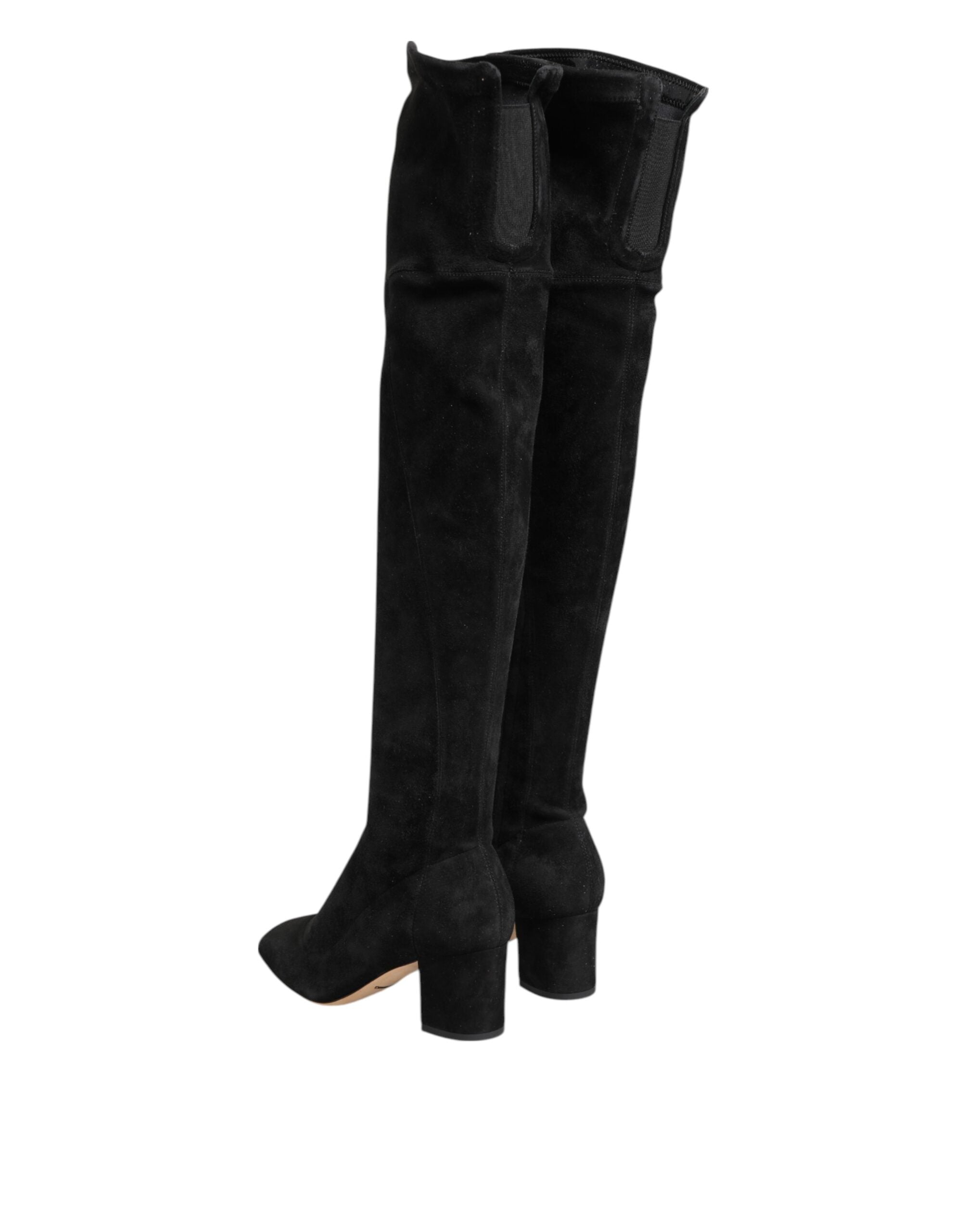 Dolce & Gabbana Black Suede Knee High Boots