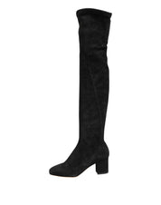 Dolce & Gabbana Black Suede Knee High Boots