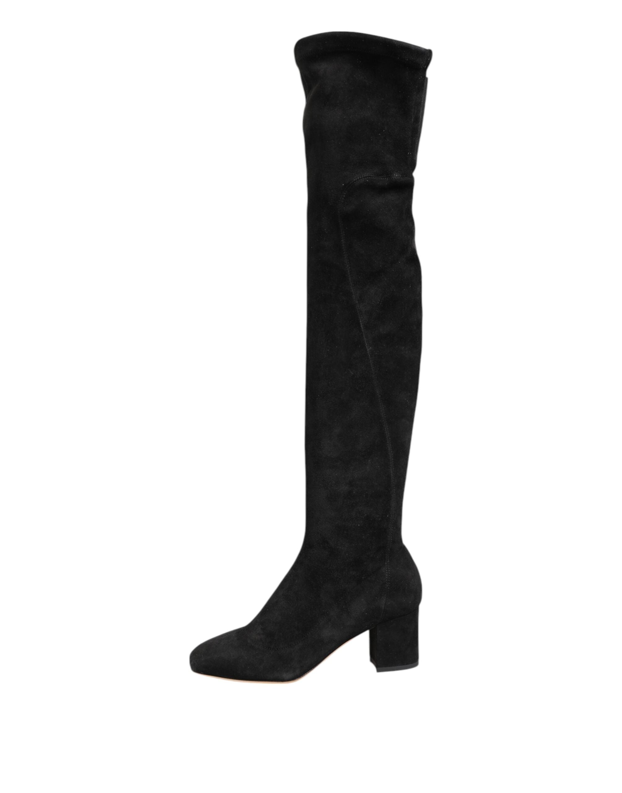 Dolce & Gabbana Black Suede Knee High Boots