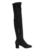 Dolce & Gabbana Black Suede Knee High Boots