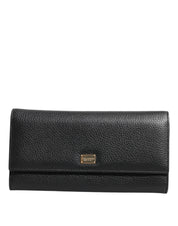Black Leather Trifold Logo Plaque Card Holder Wallet