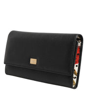Black Leather Trifold Logo Plaque Card Holder Wallet
