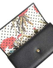 Black Leather Trifold Logo Plaque Card Holder Wallet