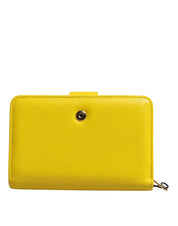 Yellow Leather Bifold Continental Clutch Wallet