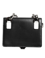 Black Leather Crystal Embellished Card Holder Wallet