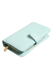 Mint Green Leather Bifold Continental Clutch Wallet