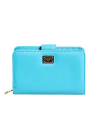 Dolce & Gabbana Light Blue Calf Leather Continental Wallet