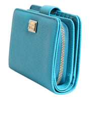 Light Blue Leather Bifold Continental Clutch Wallet