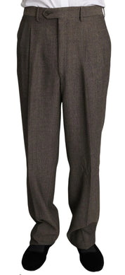 Brown Single Breasted Wool Suit