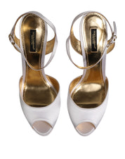 White Satin Platform Heels Sandals Shoes