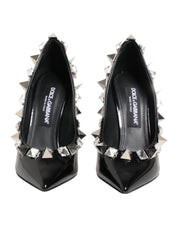 Black Crystals Studs Stiletto Pumps Shoes