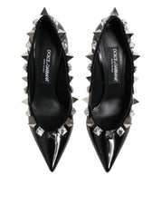 Black Crystals Studs Stiletto Pumps Shoes
