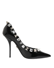 Black Crystals Studs Stiletto Pumps Shoes