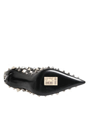 Black Crystals Studs Stiletto Pumps Shoes
