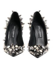 Black Crystals Studs Stiletto Pumps Shoes