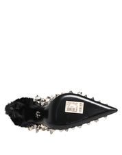 Black Crystals Studs Stiletto Pumps Shoes