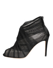 Black Mesh Stiletto Heels Ankle Boots Shoes