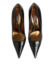 Black Exotic Leather Stiletto Pumps Shoes