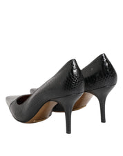 Black Exotic Leather Stiletto Pumps Shoes