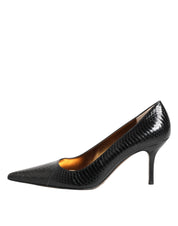 Black Exotic Leather Stiletto Pumps Shoes